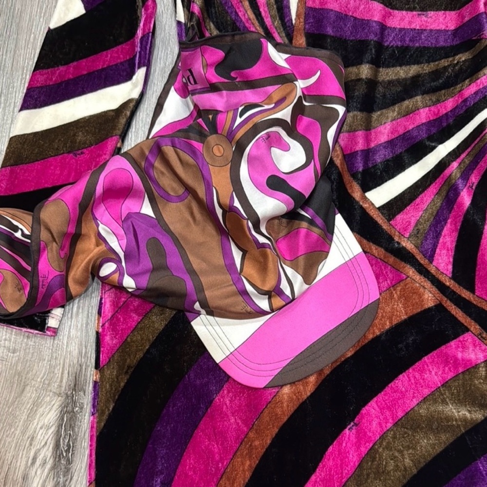 Emilio Pucci Pink and Brown Swirl Hat